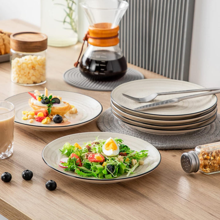 Salatteller 6er Set, vancasso bonbon Dessertteller aus Steingut, geeignet für Mikrowellen und Spülma