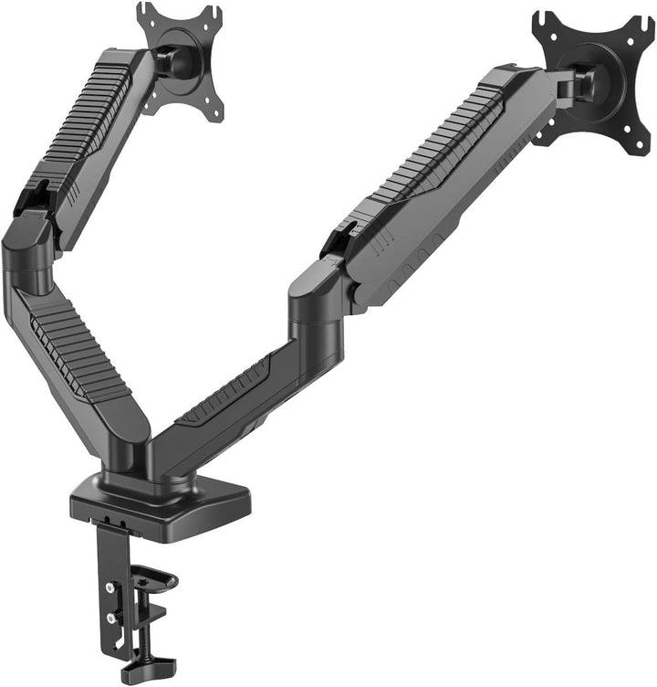 HFTEK Monitor TV Halter Mounts Doppel Tischhalterung für 2 Bildschirme von 15 bis 27 Zoll – VESA 75/
