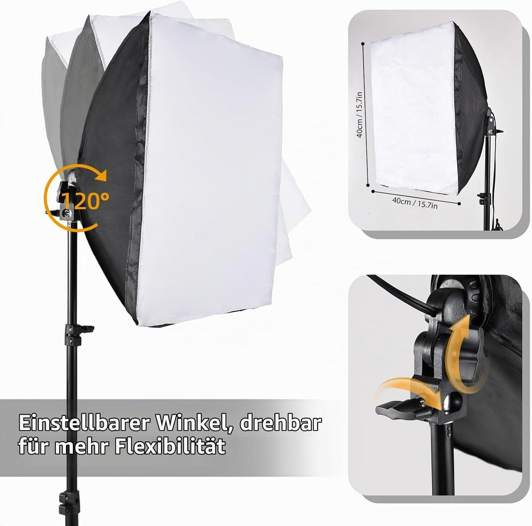 Andoer Fotografie Studio Licht Kit: 40x40 cm Softbox Beleuchtungsset mit 85W, 2800K-5700K Zweifarbig
