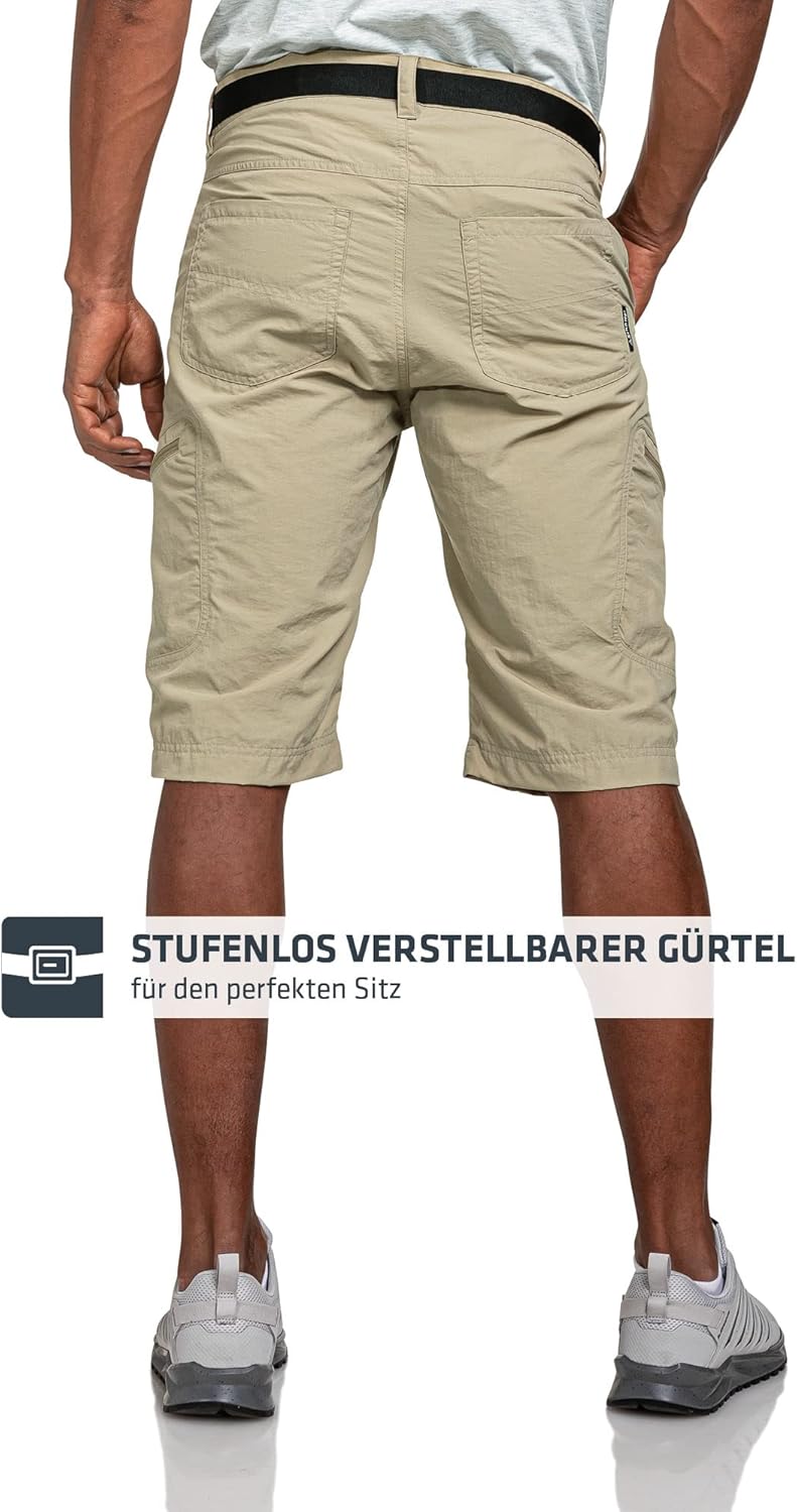 Schöffel Herren Shorts Silvaplana2, vielseitige Wanderhose mit separatem Gürtel, Outdoor Hose mit pr