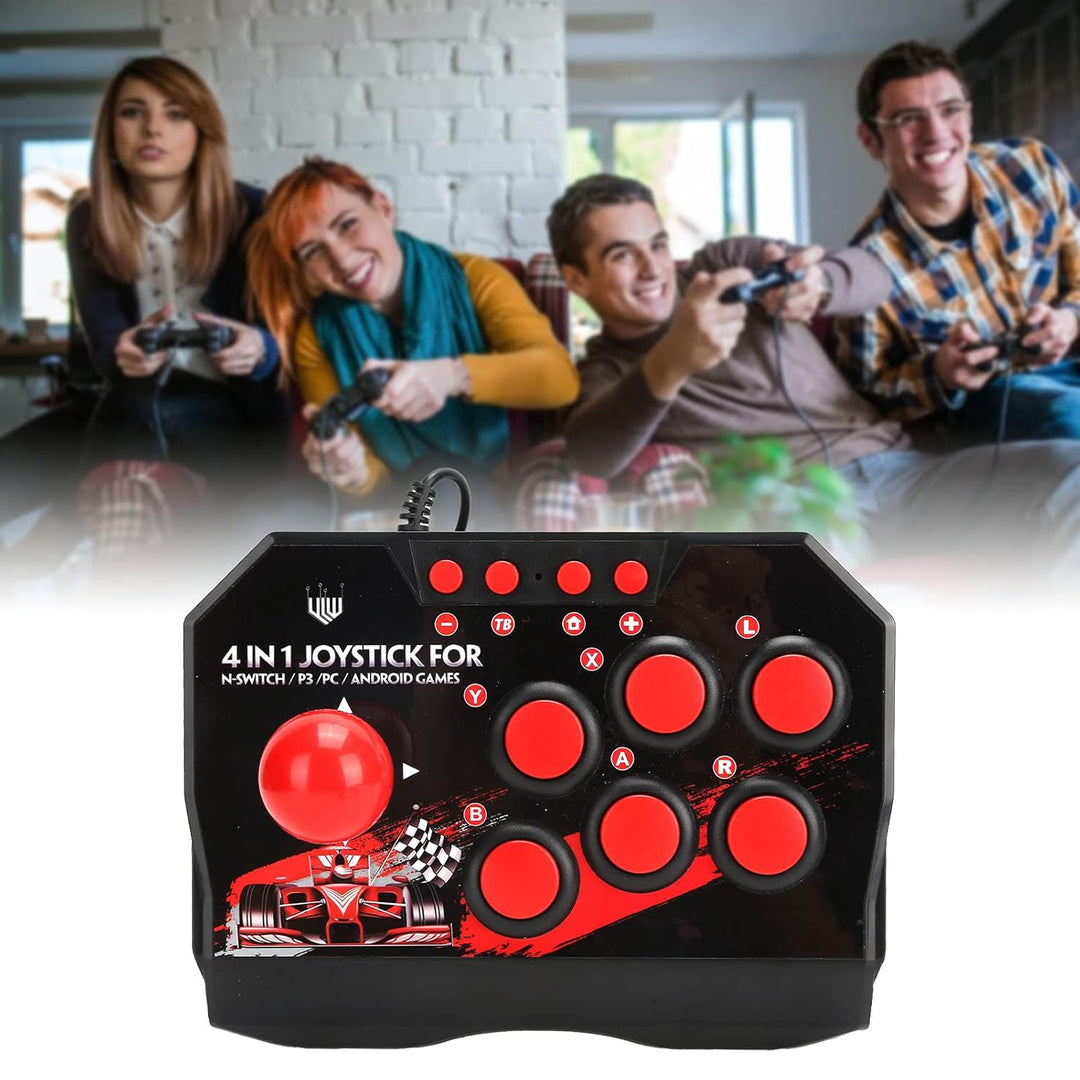 Arcade Fight Stick Controller, Kabelgebundener 4-in-1-Game-Joystick, Multifunktionaler Kugelförmiger