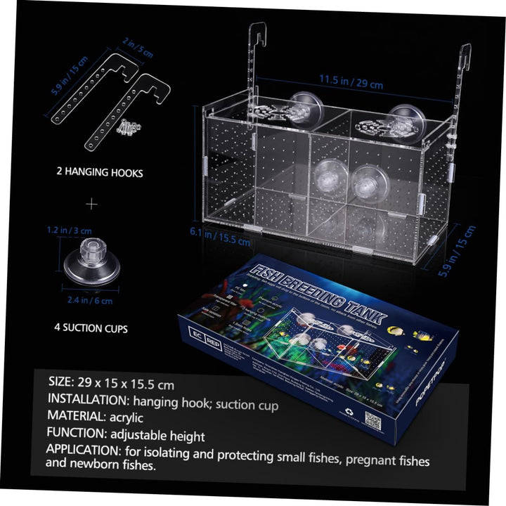 POPETPOP Fisch Isolation Box - Acryl Fischzuchtbox Fisch Züchter Box mit 4 Saugnäpfen für Babyfische