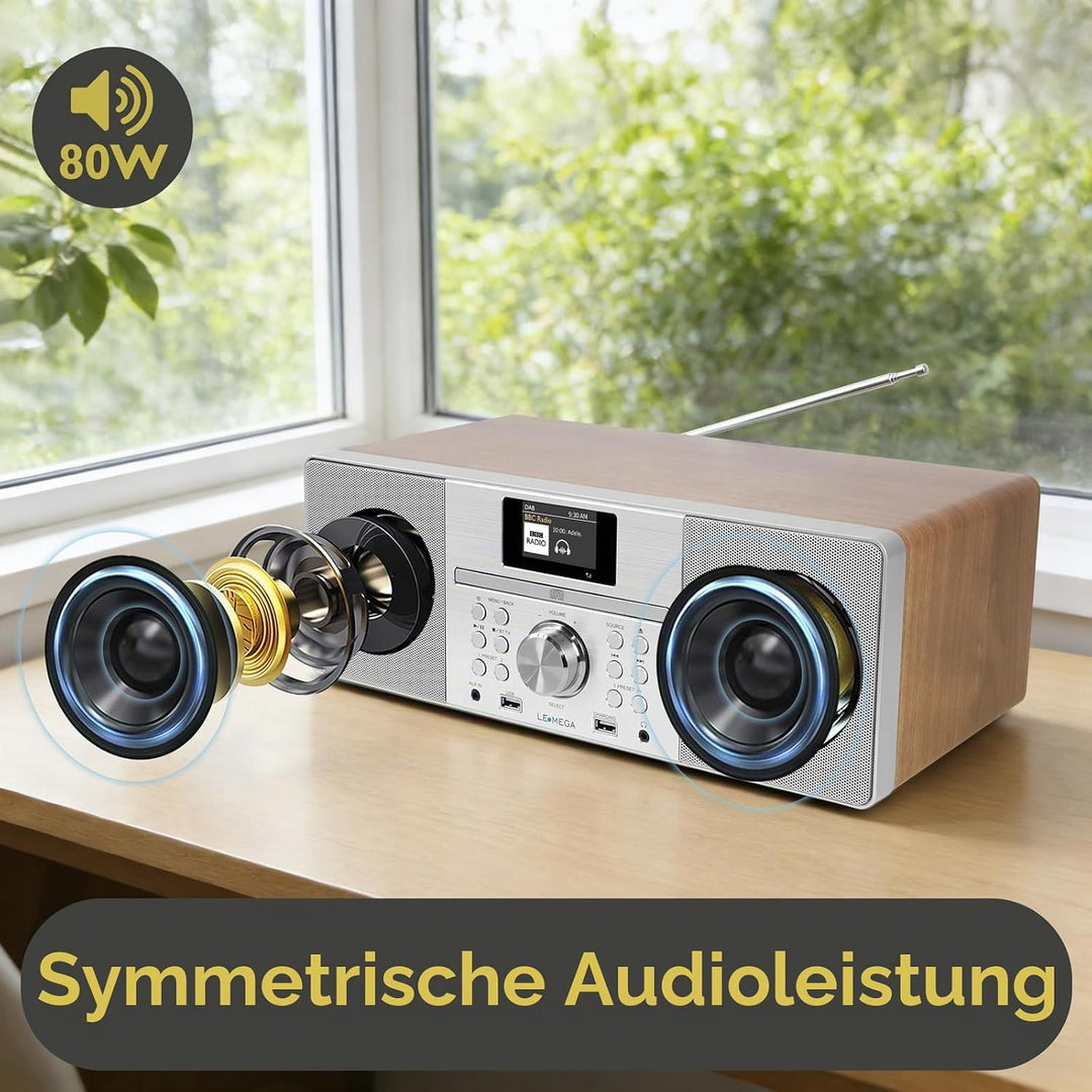 LEMEGA MSY1P All-In-One Musiksystem,CD-Player,DAB/DAB+ und FM Digitalradio,Bluetooth Lautsprecher,20