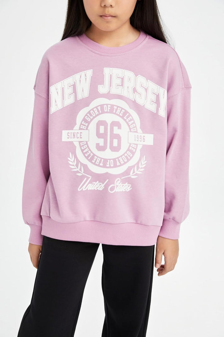 DeFacto Girl Regular Fit Langarm Gestricktes Kapuzen-Sweatshirt für Mädchen 8-9 Jahre Lilac, 8-9 Jah