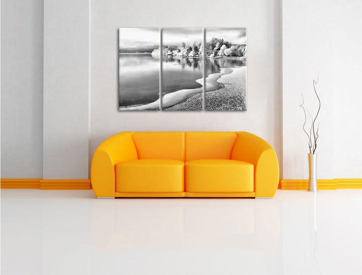Pixxprint Winterlandschaft Wald Schnee als Leinwandbild/Grösse: 3 Teilig (120x80) cm/Wandbild/Kunstd