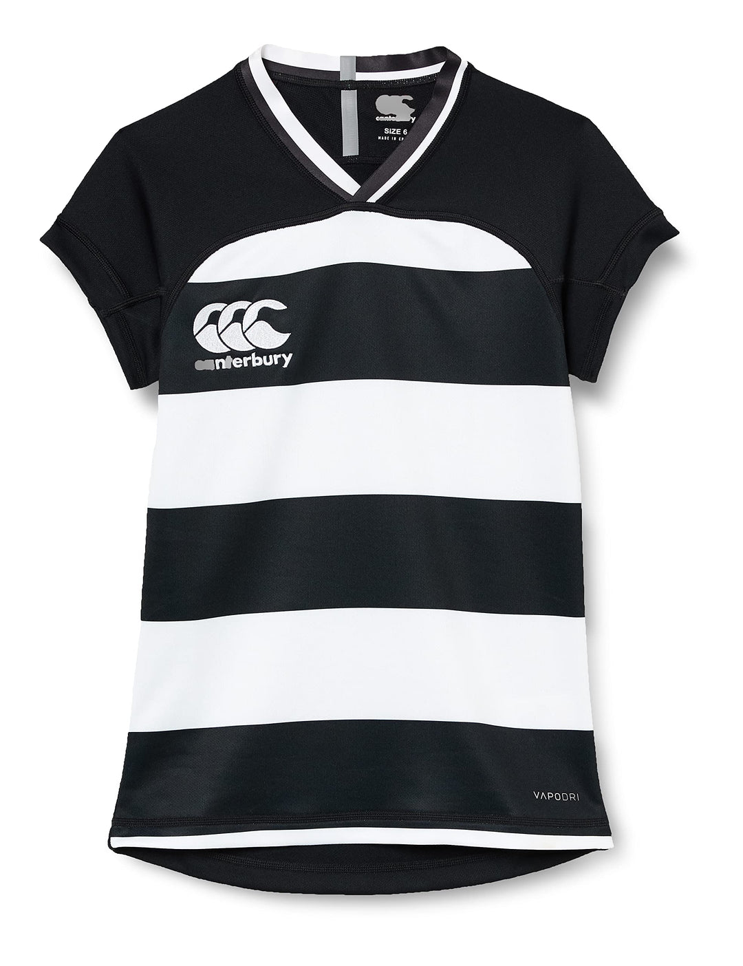 Canterbury Damen Vapodri Evader Hooped Rugby Trikot, 38 Schwarz / Weiß
