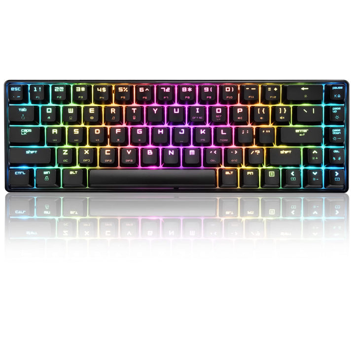 60% mechanische Mini-Tastatur, kompakt 68 Tasten, USB C, kabelgebunden, RGB-Tastatur, 18 Chroma Rain