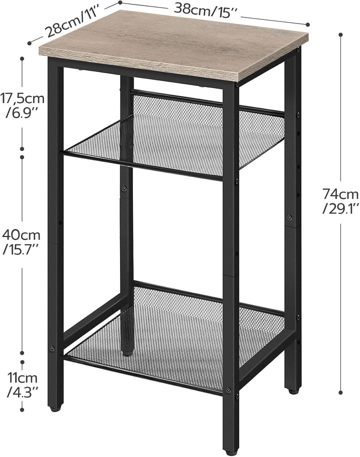 HOOBRO Beistelltisch, Telefontisch mit 2 verstellbaren Gitterablagen 45 x 35 x 75 cm, Sofatisch, Kaf