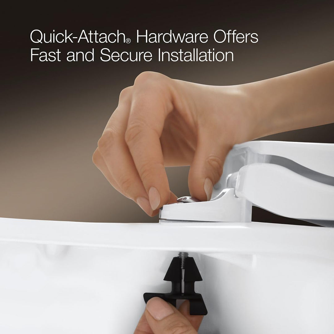 Kohler K-20110-96 Brevia Langer WC-Sitz mit grifffesten Stossfängern, geräuscharmer Sitz, Quick-Atta