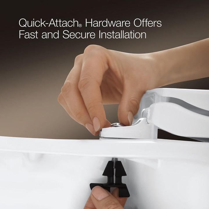 Kohler K-20110-96 Brevia Langer WC-Sitz mit grifffesten Stossfängern, geräuscharmer Sitz, Quick-Atta