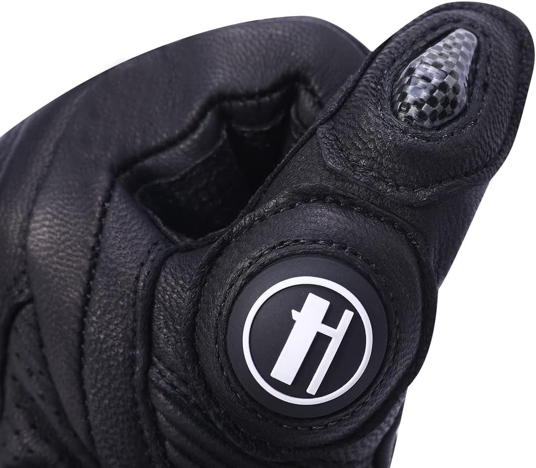 Harssidanzar Motorradhandschuhe aus Leder für Männer und Frauen,Touchscreen Powersports Carbon Fiber