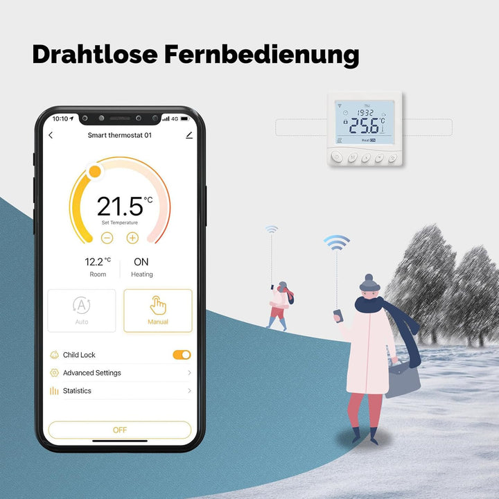 MOES Smart Thermostat Fussbodenheizung Elektrisch, Raumthermostat Fussbodenheizung WLAN Programmierb