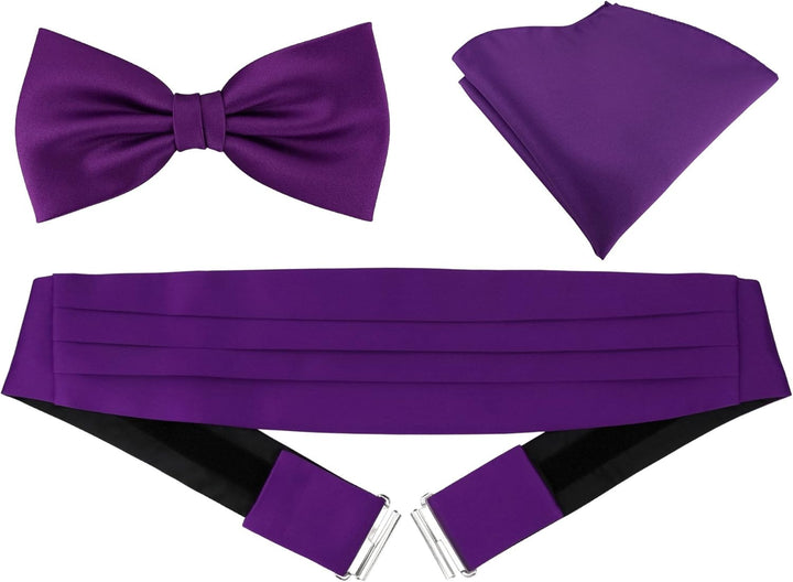 TigerTie Kummerbund Einstecktuch Satin Fliege in einfarbig Uni - Schärpe Leibbinde Lila, Lila