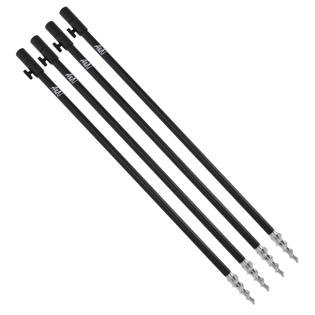 A&N 4 Stück Rutenhalter Bankstick Erdsperr Rutenauflage Aluminium Drill 30-120cm 75-120 cm, 75-120 c