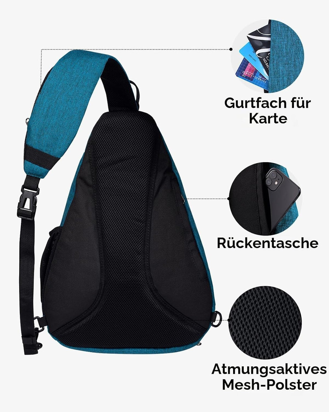 WATERFLY Sling Bag Crossbody Backpack Schulterrucksack Herren Damen | Grosse Kapazität, Verstellbare