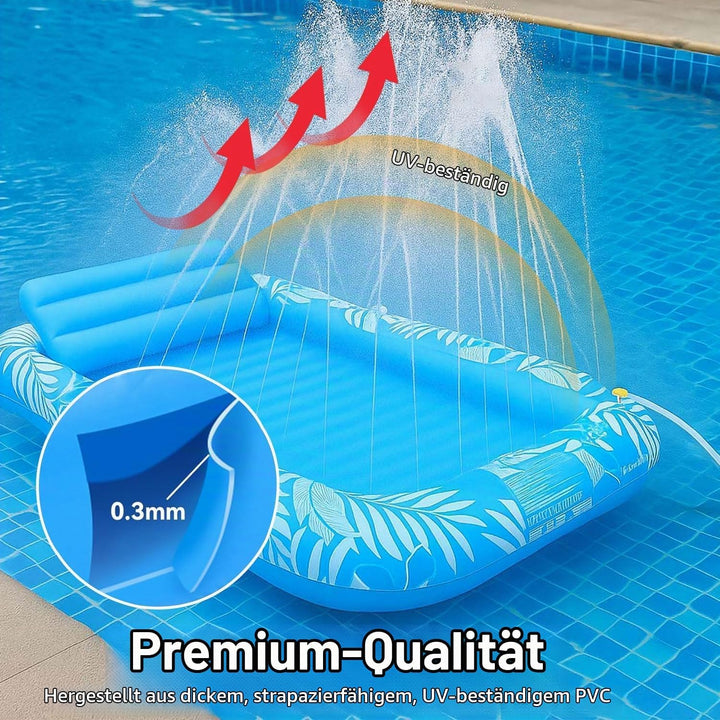 Luftmatratze Pool Erwachsene,Aufblasbarer Sonnenpool mit Getränkehalter,Griff und Rückenlehne,Luftma
