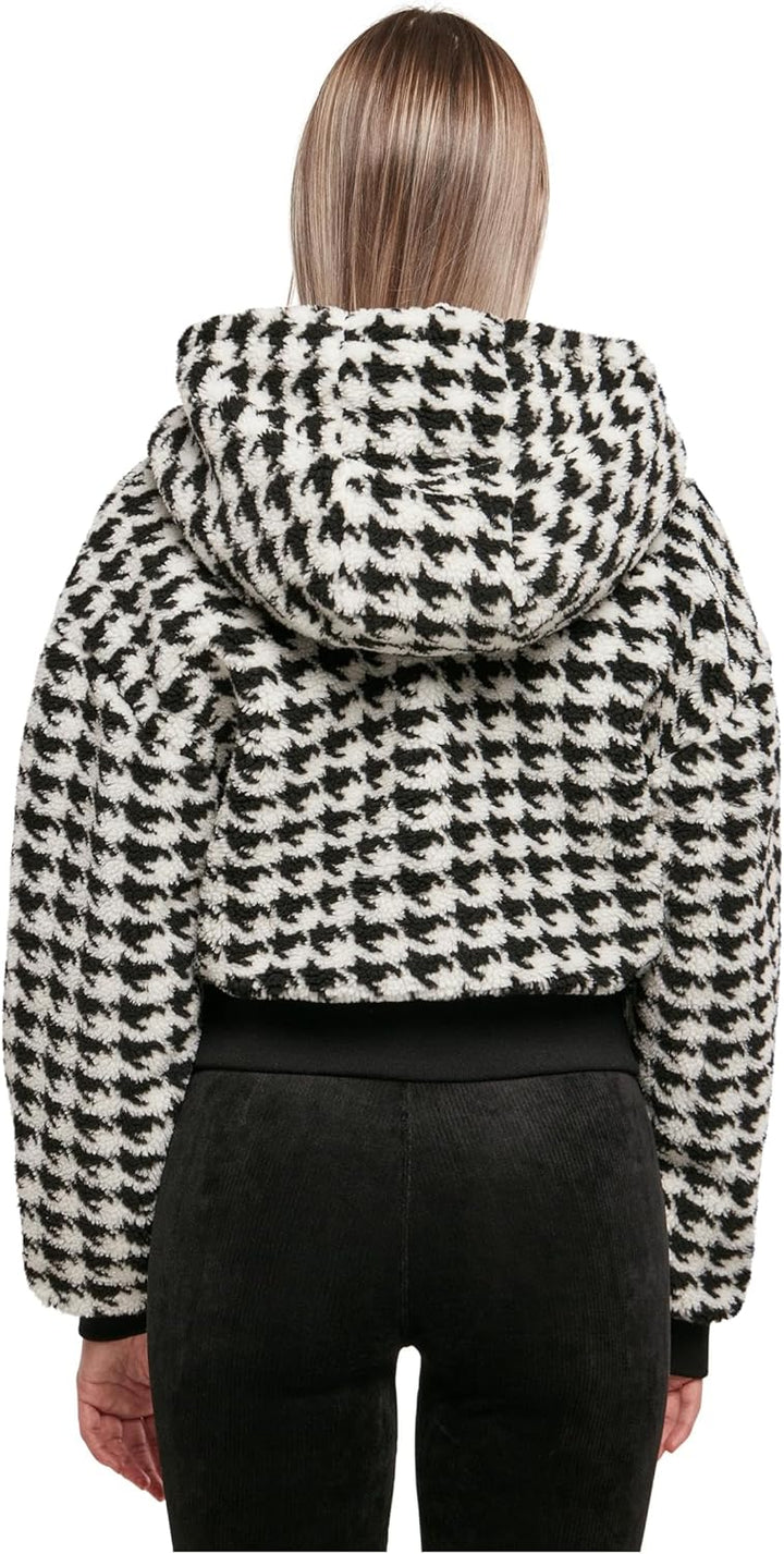 Urban Classics Ladies Short Oversized AOP Sherpa Jacket, stylische Frauen Jacke im Oversize Fit, erh