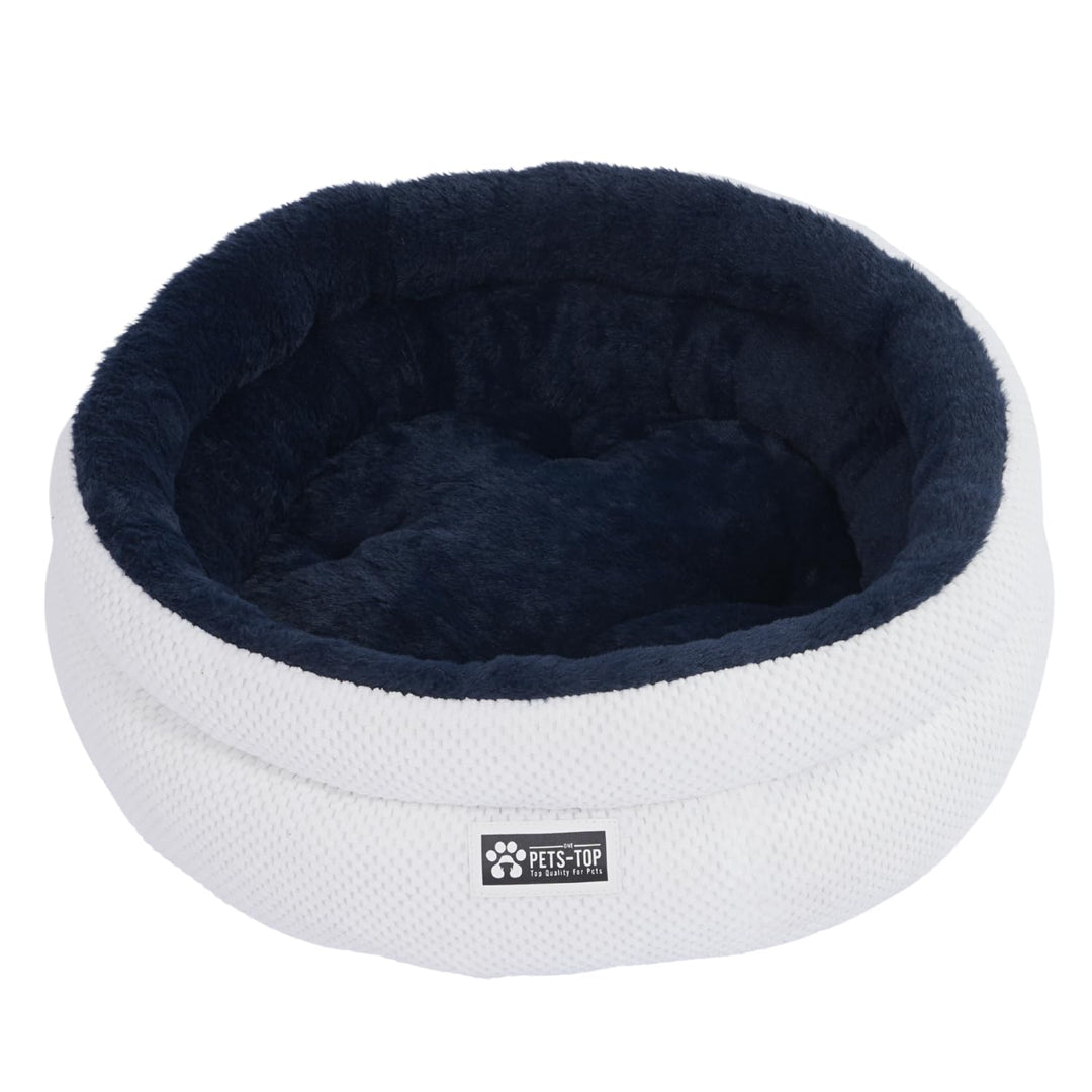 One PETS-TOP Katzenbett Rund Flauschig – Weiches Katzenkissen – Schlafplatz für Katze & Kleiner Hund