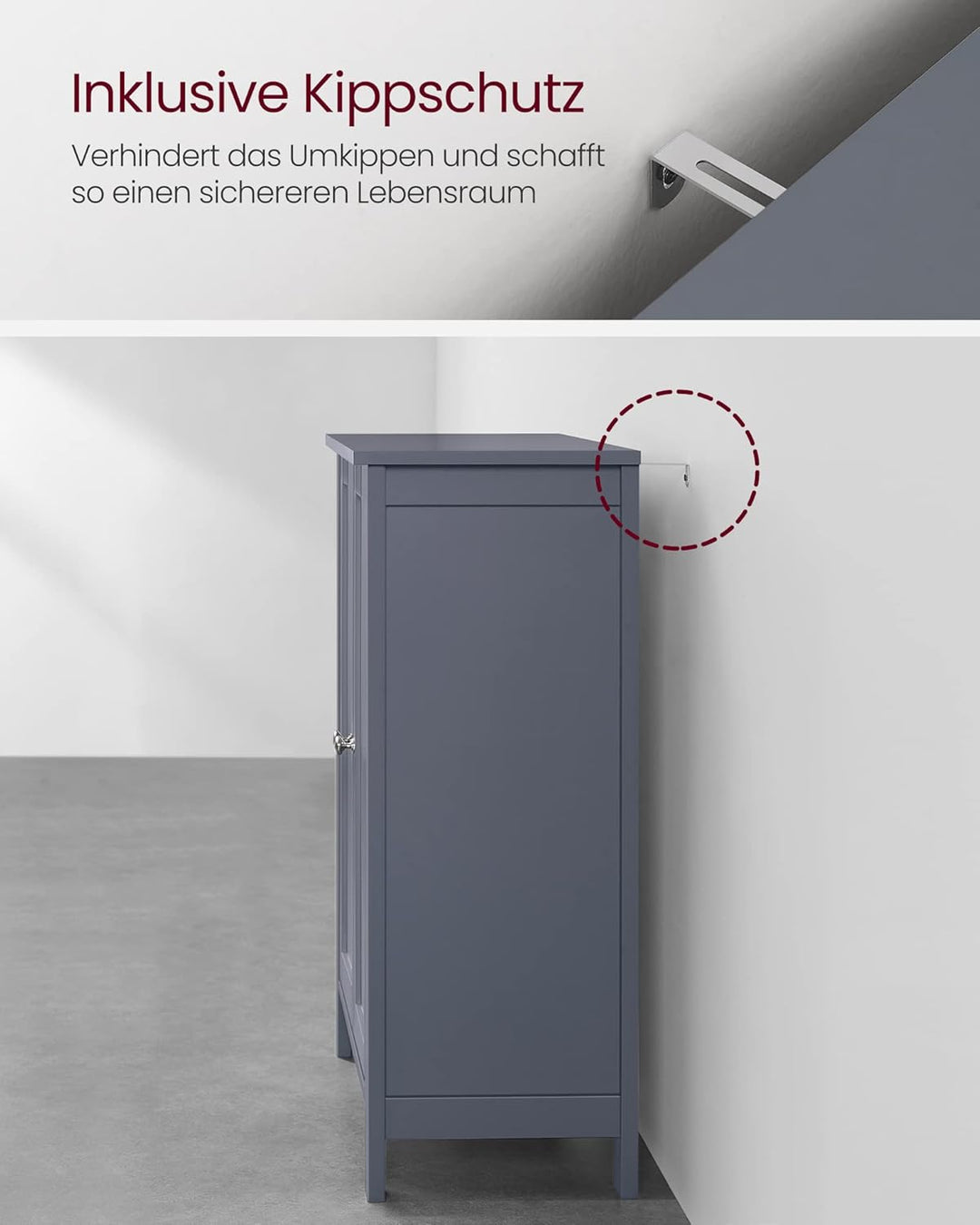 VASAGLE Badezimmermöbel auf Füssen, Aufbewahrungsschrank, Schrank mit 2 verstellbaren Regalen, 30 x