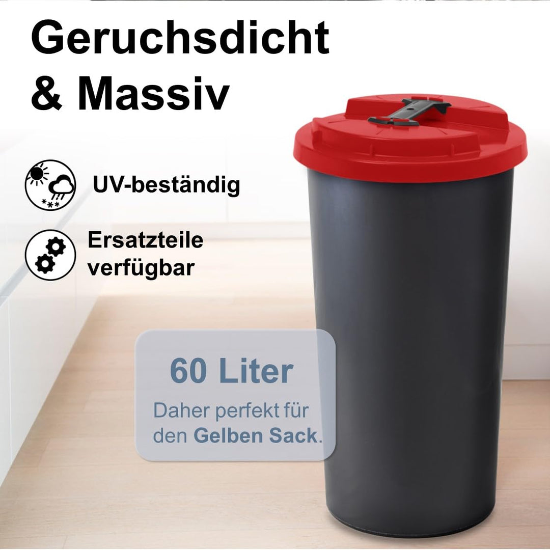 KUEFA BSC 60L Mülleimer, Müllsackständer, Gelber Sack Ständer inkl. Klemm-Ring für Müllbeutel, extra