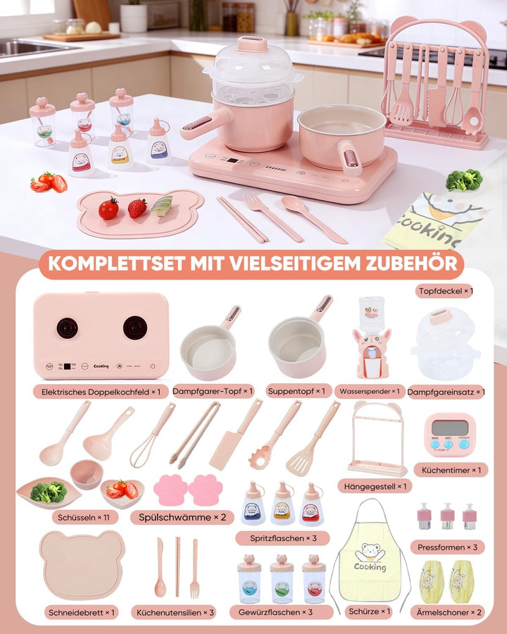 Elektrischer Hot Pot Doppelkochfeld Mini Multicooker – Elektro Kochtopf mit Dampfgarer & Suppentopf,