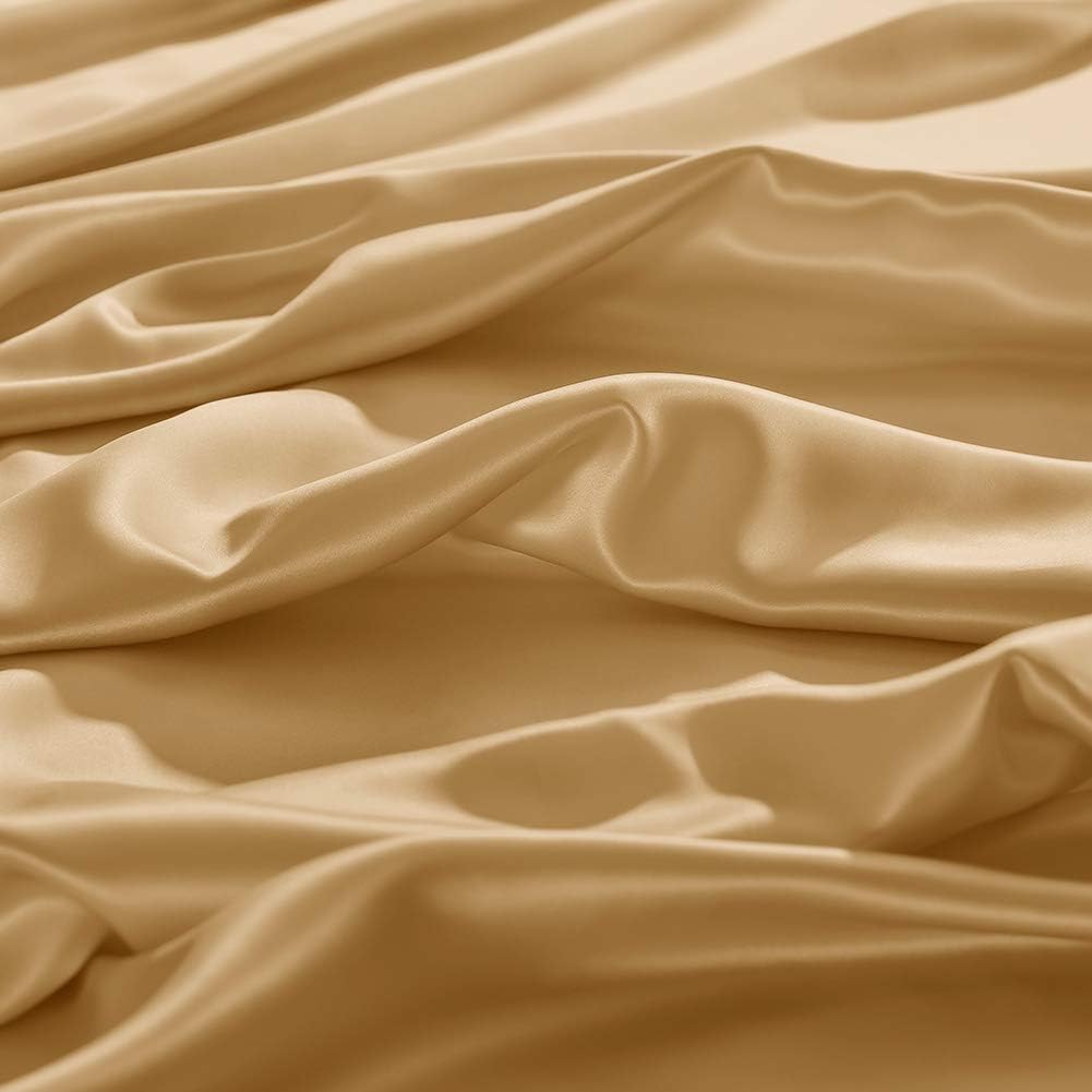 THXSILK Spannbettlaken Seide Bettlaken 100x200, Gold Seiden Bettlaken, 100% Reine 19 Momme Maulbeers