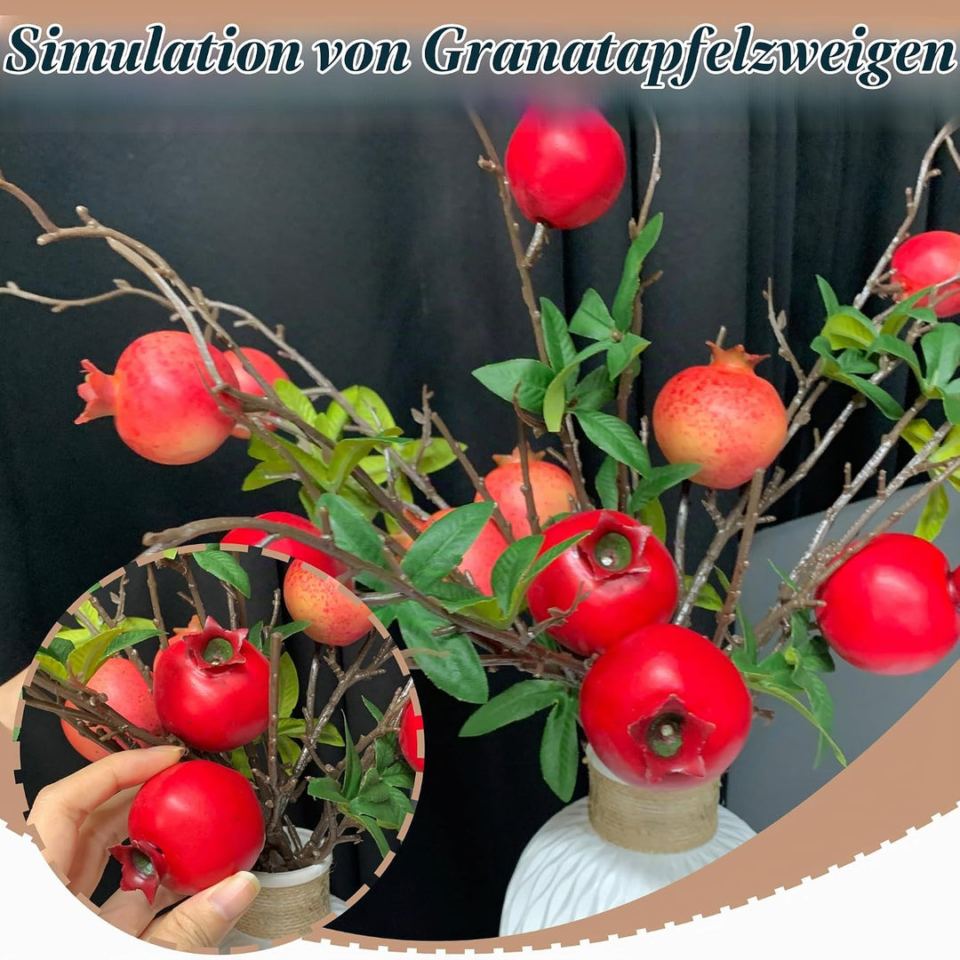 DHER 6 pcs Künstlicher Granatapfelzweig, Simulation Obst Dekoration, für Haus, Tischdekoration, Hoch