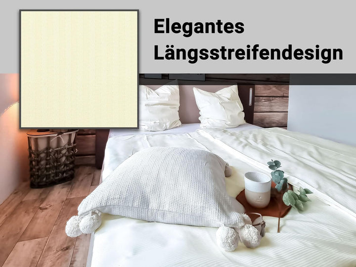 ZOLLNER Bettwäschegarnitur 80% Baumwolle, 20% Polyester, 80x80 cm + 140x200 cm, Weiss 2 mm Beige, 2