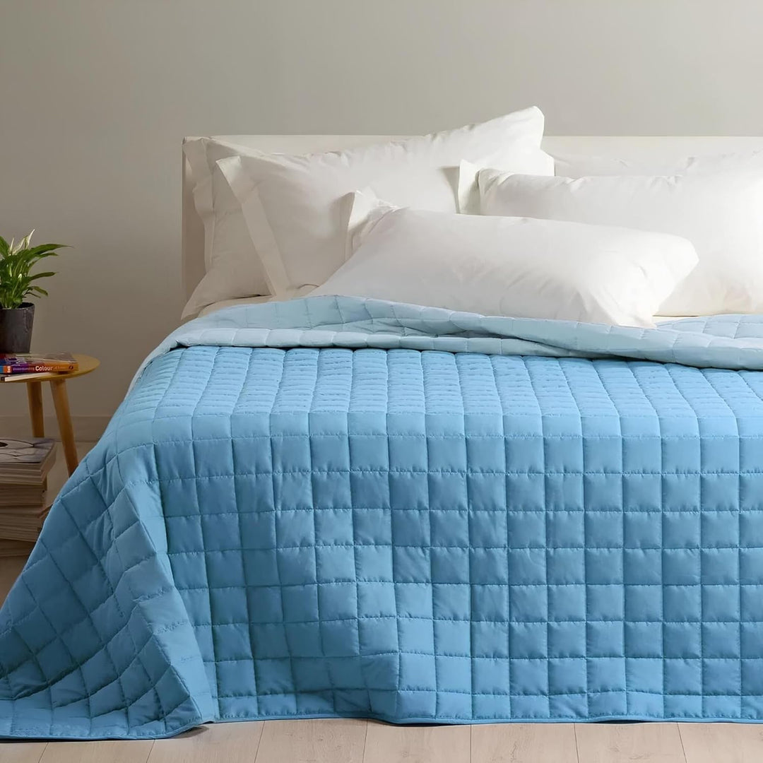 Caleffi Gesteppte Tagesdecke für französisches Bett, wendbar 160 x 190 cm Himmelblau
