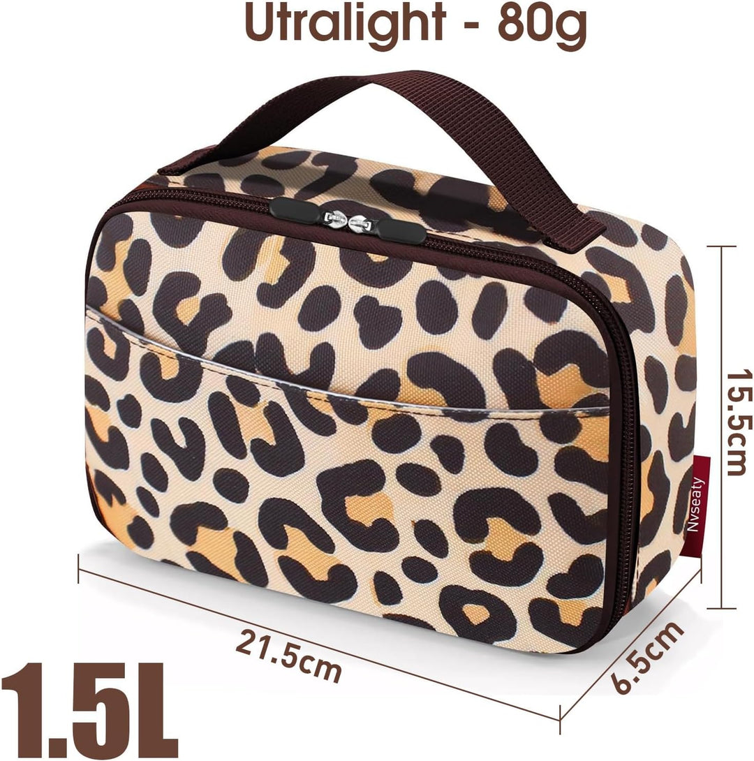 Kühltasche Klein - 3 Farben: Grau, Schwarz, Leopardmuster, Ideal für Lebensmittel, Getränke, Mahlzei