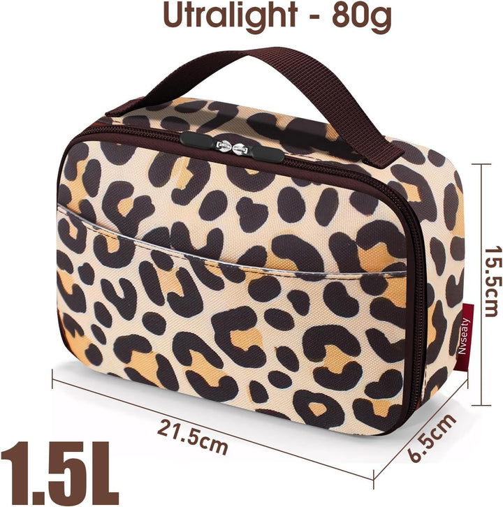 Kühltasche Klein - 3 Farben: Grau, Schwarz, Leopardmuster, Ideal für Lebensmittel, Getränke, Mahlzei
