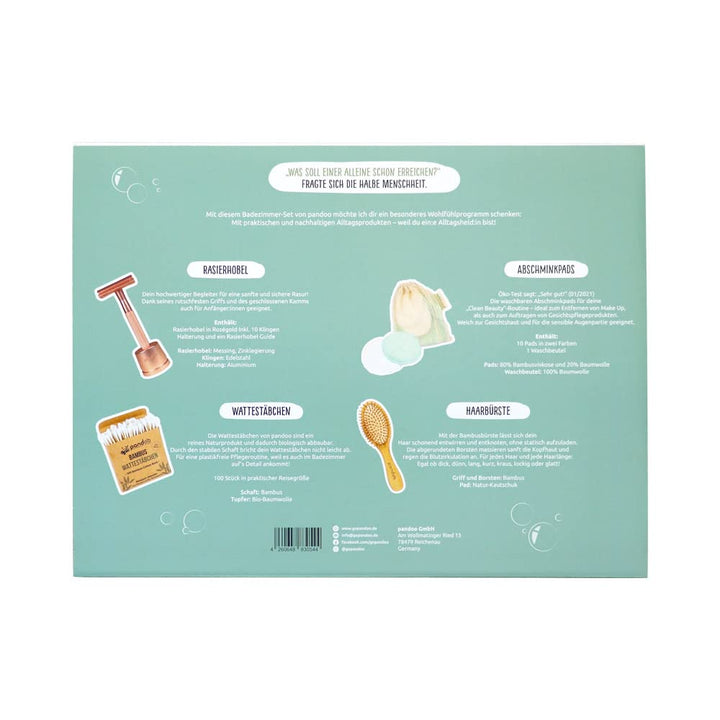pandoo Bad-Set "Green Routine" | plastikfreies & nachhaltiges Geschenk-Set | Haarbürste, waschbare A