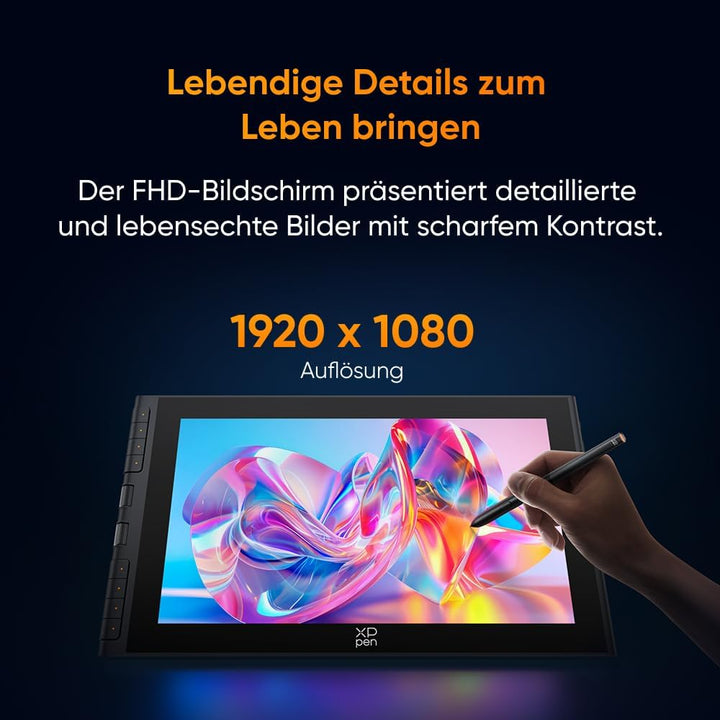 XPPen Artist 12 3rd Zeichentablet mit 11,9 Zoll Display Schwarz | X4 Smart Chip Stift, 16384 Druckst