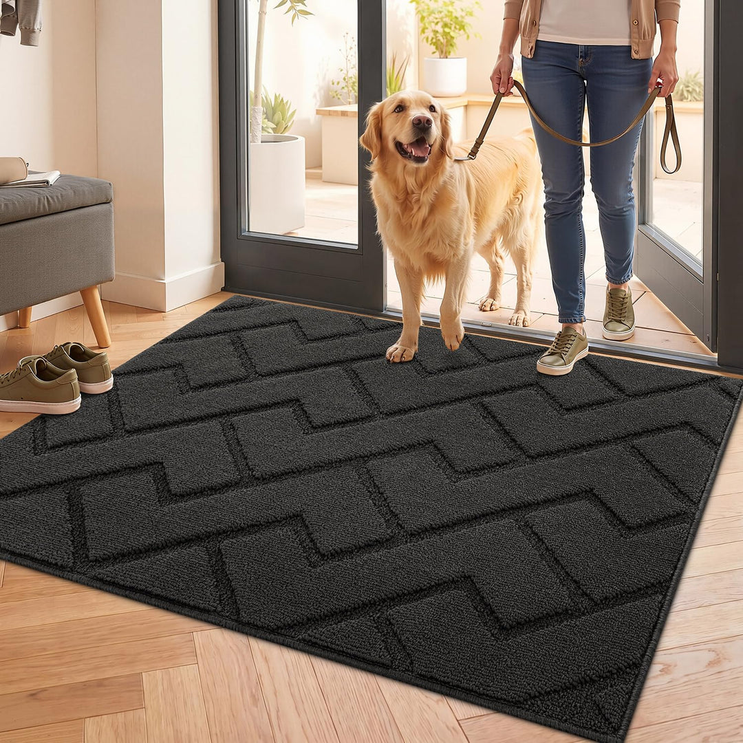 Fussmatte Innen Aussen 80 x 100 cm Waschbar Eingangsteppich Innen Schmutzfangmatte rutschfest,Türmat