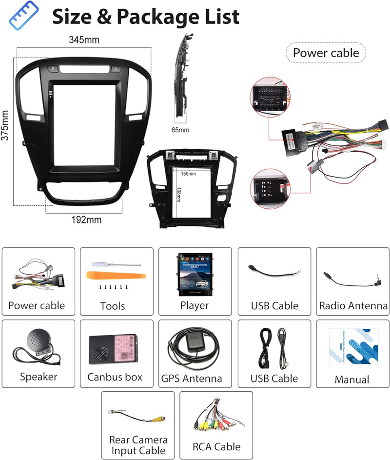 Podofo Android Autoradio für Buick Regal 2008-2013/Opel Insignia 2008-2013, 9,7" Touchscreen GPS Nav