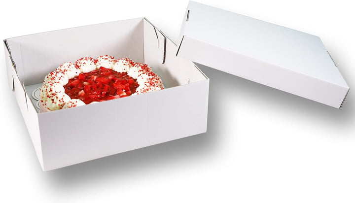 100 Tortenkartons 32x32x12cm 2teilig | Kuchen Transportbox aus Pappe für Torten und Kuchen | Praktis