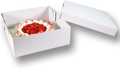 100 Tortenkartons 32x32x12cm 2teilig | Kuchen Transportbox aus Pappe für Torten und Kuchen | Praktis