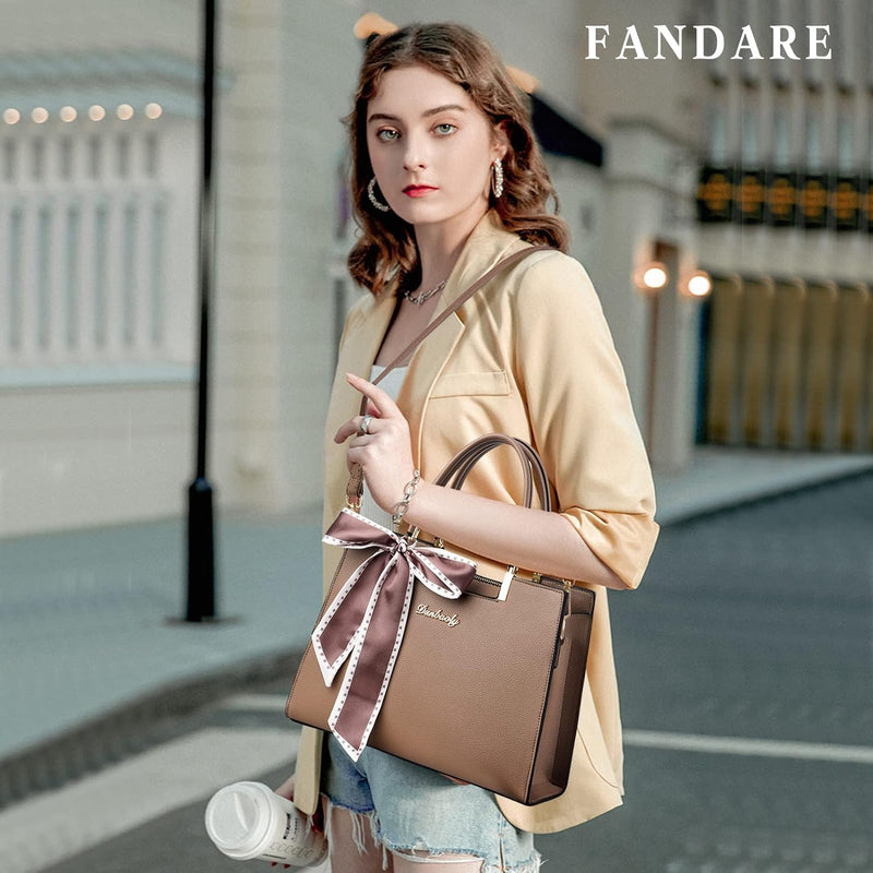FANDARE Damen Handtasche Grosse Henkeltaschen Elegante Schultertasche Umhängetaschen PU-Leder Tote B