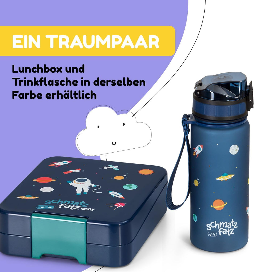 schmatzfatz Kinder Trinkflasche 400ml, Sport für Schule Kindergarten, 1-Klick Verschluss, Geschmacks