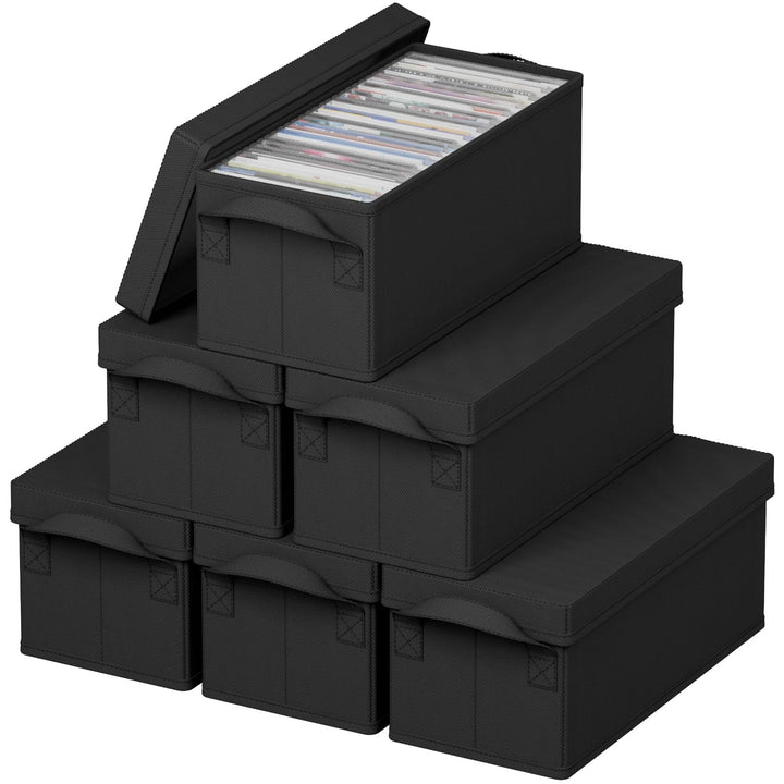 Lifewit CD Aufbewahrungsbox 6er Pack, stapelbarer CD Aufbewahrungsbehälter, faltbarer CD Behälter mi
