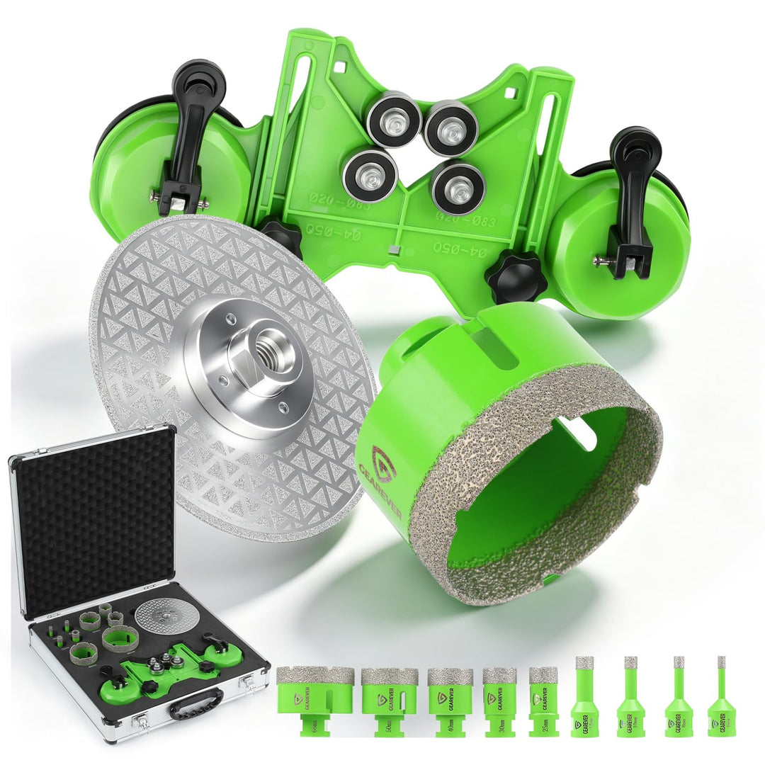 Diamantbohrer Set 11tlg Fliesenbohrer 6-68mm Trockenbohren | Schleifscheibe, Positionierhilfe, für F