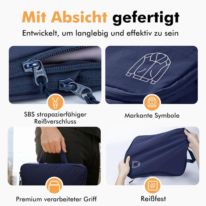 Packing Cubes Compression 5 Stück, Koffer Organizer Packwürfel Travel Essentials Reise Organizer Set