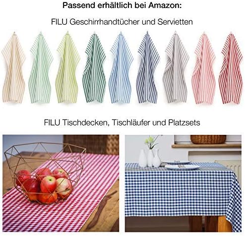 FILU Servietten 8er Pack Halbleinen (Leinen/Baumwolle) Mint/Weiss kariert (Farbe und Design wählbar)
