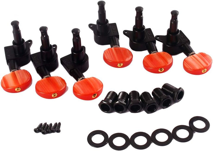 3L 3R Versiegelte Gitarren-Turner-Mechaniken, Schwarz + Rot