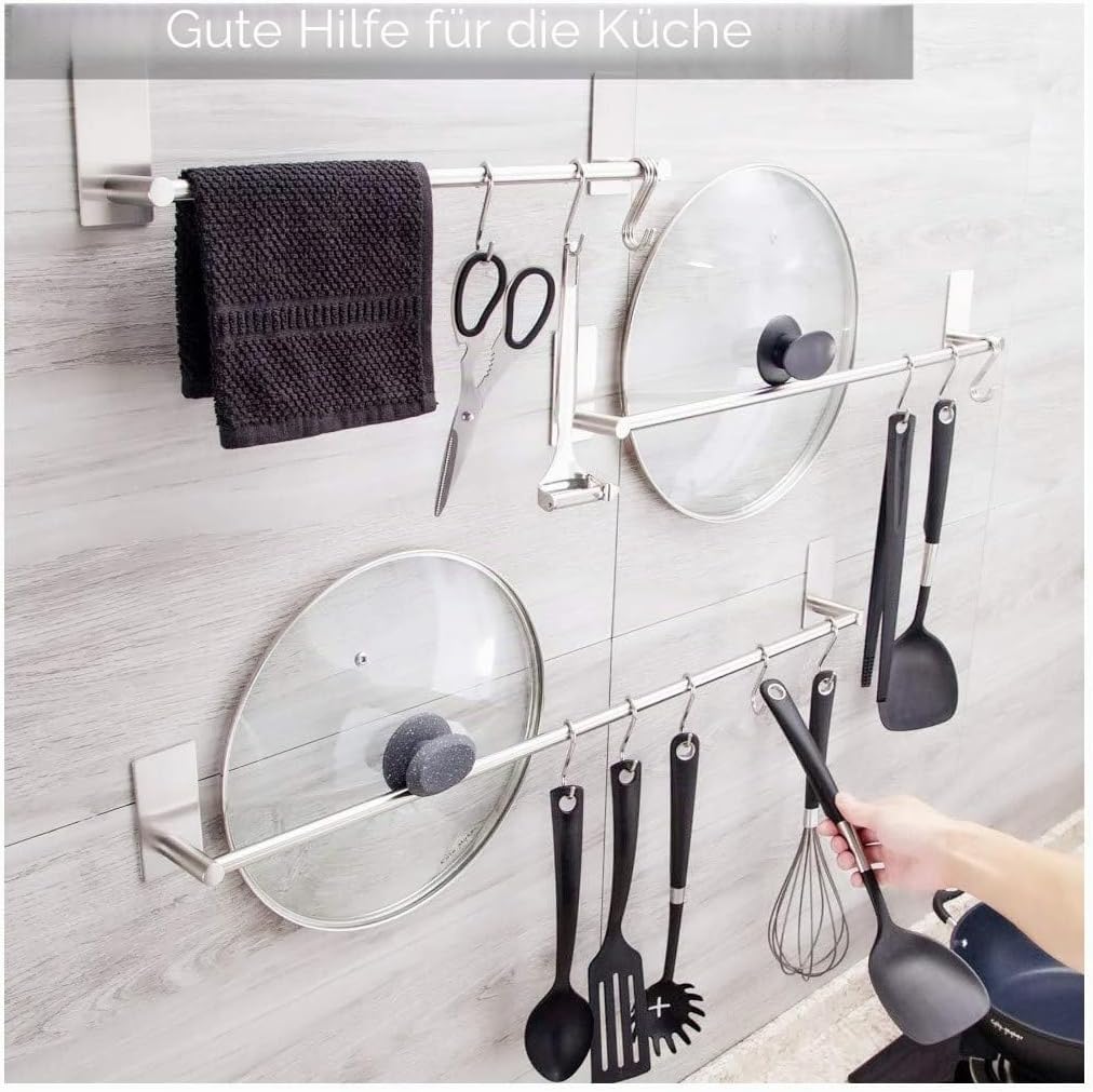 JS Handtuchhalter Ohne Bohren Selbstklebend Handtuchstange 304 Edelstahl Geschirrtuchhalter Wandmont