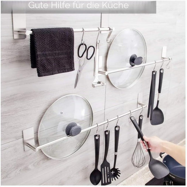 JS Handtuchhalter Ohne Bohren Selbstklebend Handtuchstange 304 Edelstahl Geschirrtuchhalter Wandmont