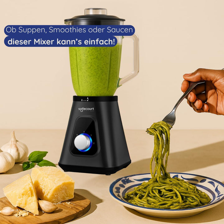 Safecourt Standmixer – Kraftvoller Smoothie Maker, Blender & Mixer [1200W & 1,5L Glasbehälter] – für
