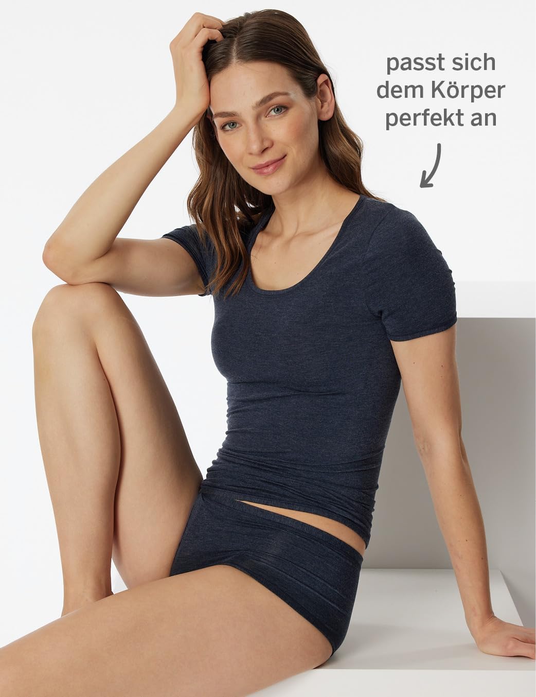 Schiesser Damen Shirt T-Shirt Unterhemd 1/2 Arm Personal Fit - 155413 S Nachtblau_155413, S Nachtbla
