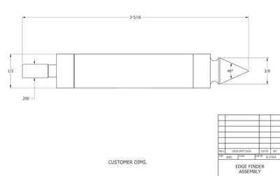 Starrett 827B Kantensucher, Doppelend, mit spitzem Kontakt, 0,5" Gehäusedurchmesser, 0,2" Kontaktdur