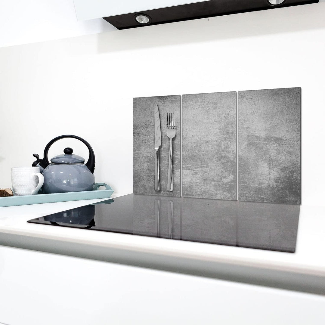 Herdabdeckplatten 3 Teilig 90x52 cm Ceranfeldabdeckung Küche Elektroherd Induktion Herdschutz Spritz